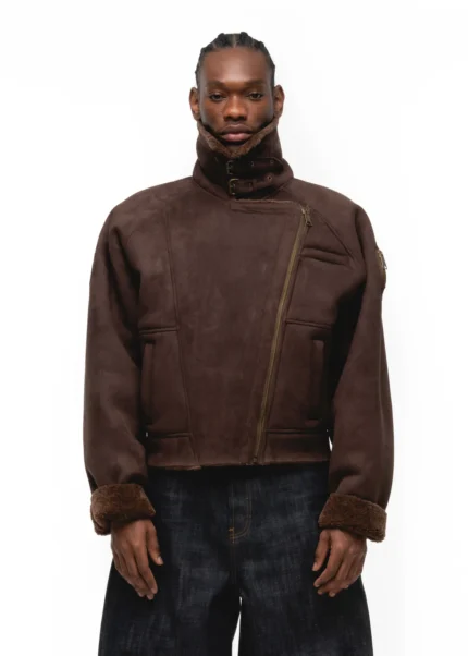 NO FAITH STUDIOS HEAVY FLIGHT SHEARLING JACKET BROWN