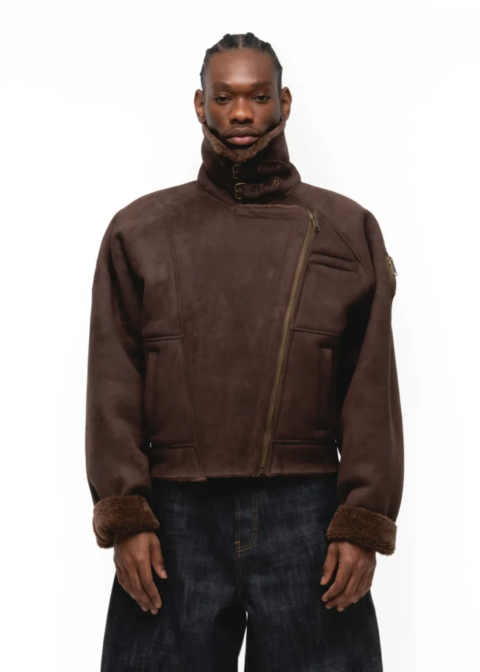 NO FAITH STUDIOS HEAVY FLIGHT SHEARLING JACKET BROWN