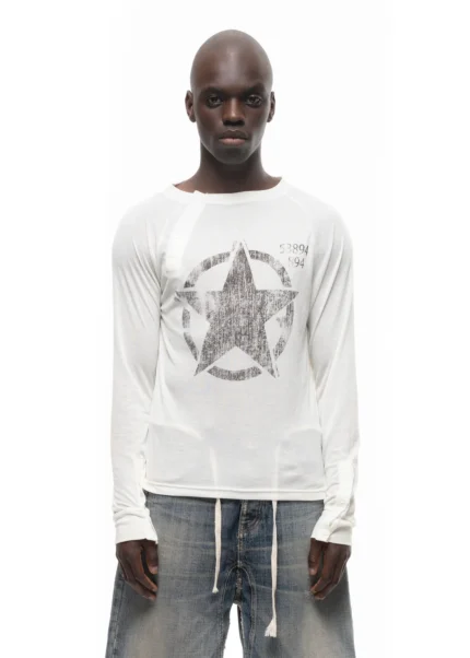 NO FAITH STUDIOS ASYMMETRICAL STAR LONGSLEEVE WHITE
