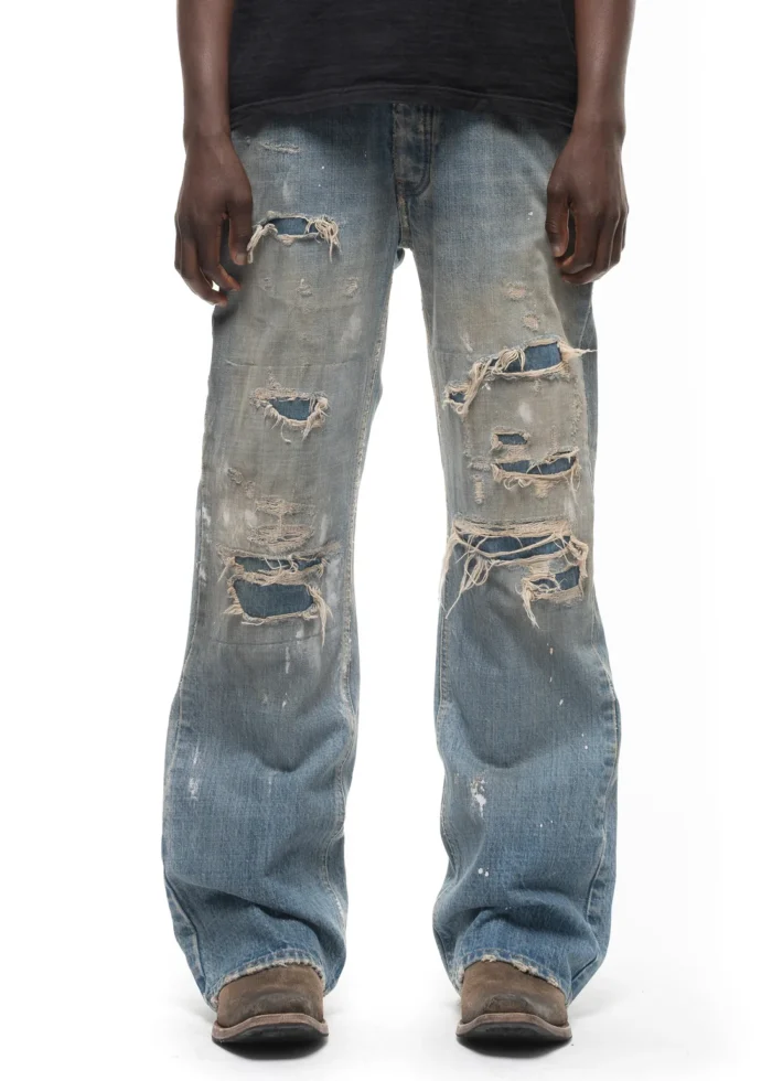 NO FAITH STUDIOS ITALIAN SEWN & WORN BOOTCUT DENIM