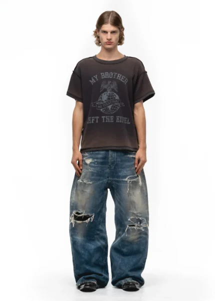 NO FAITH STUDIOS EIFEL SUNFADE WAFFLE COTTON T-SHIRT