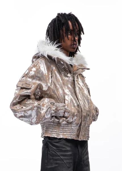 NO FAITH STUDIOS ASTRO FUR JACKET CAMOU LEATHER